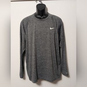 Men's Nike Heather Gray Long Sleeve Hydroguard UPF 40+ Swim Shirt Size XL